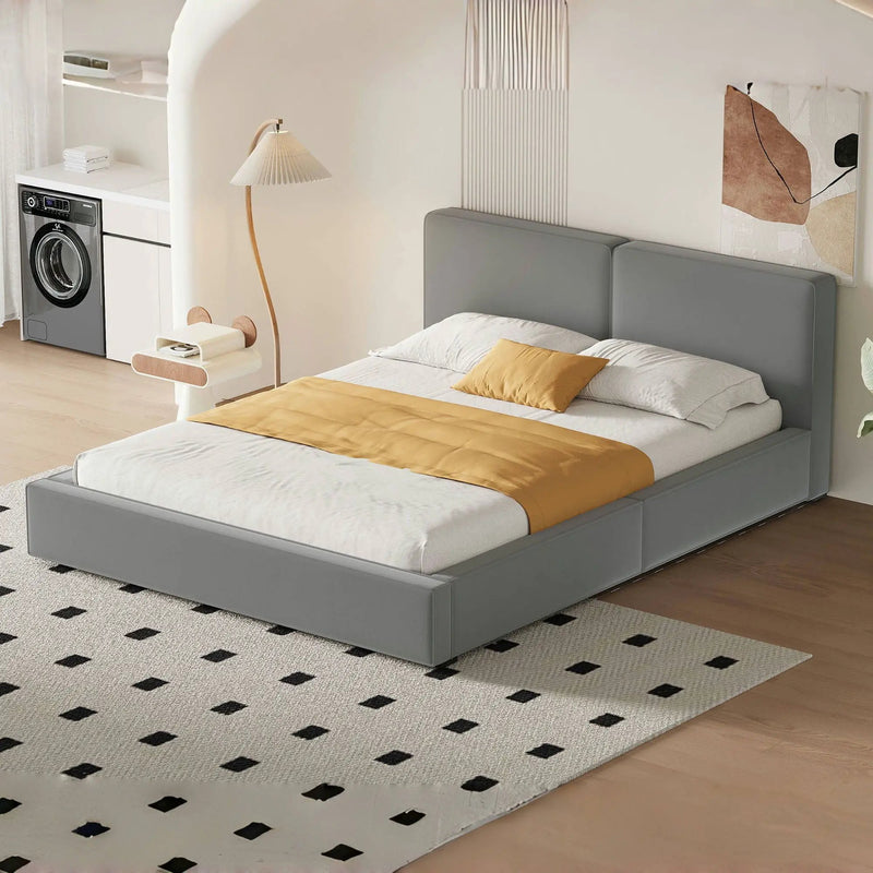 Upholstered Platform Bed, Grounded Bed With Solid Frame by Unique Piece Furniture