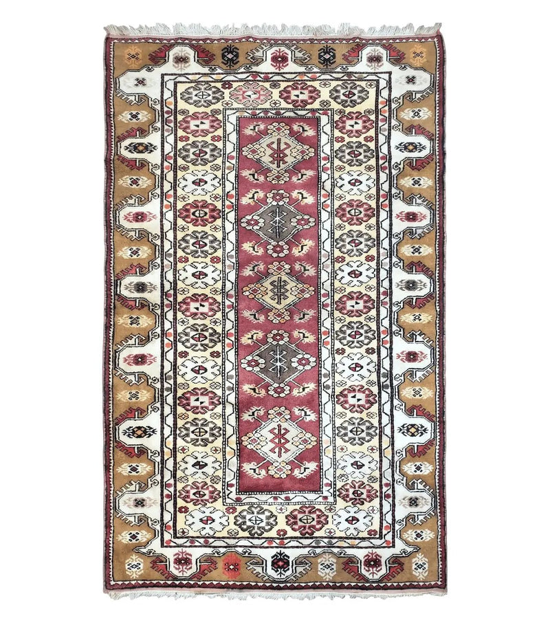 Turkish Caucasian Rug 4x7, Wool Turkish Talish Carpet, Geometric Rug by Jewel Rugs