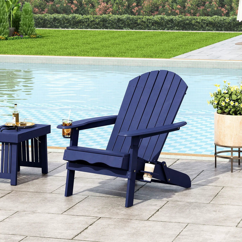 Zenithia Outdoor Foldable Adirondack Chair With 2 Cup Holders by HouseOfZazla