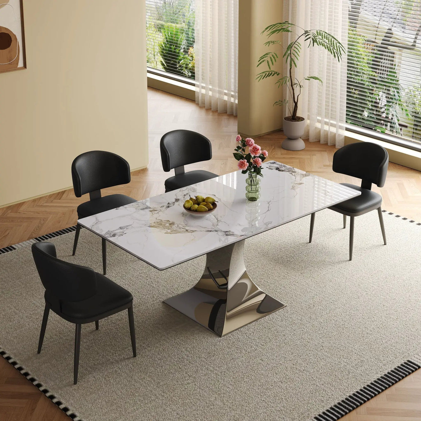 Modern Rectangular Dining Table For 6 With Chairs by HouseOfZazla