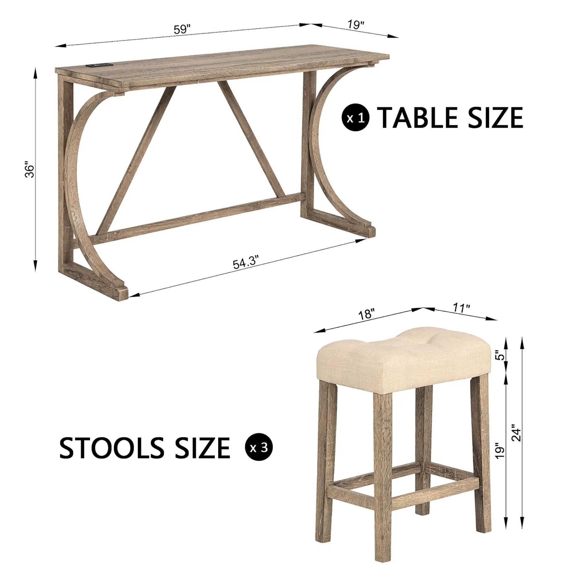 Bar Table Set With 3 Padded Stools by HouseOfZazla