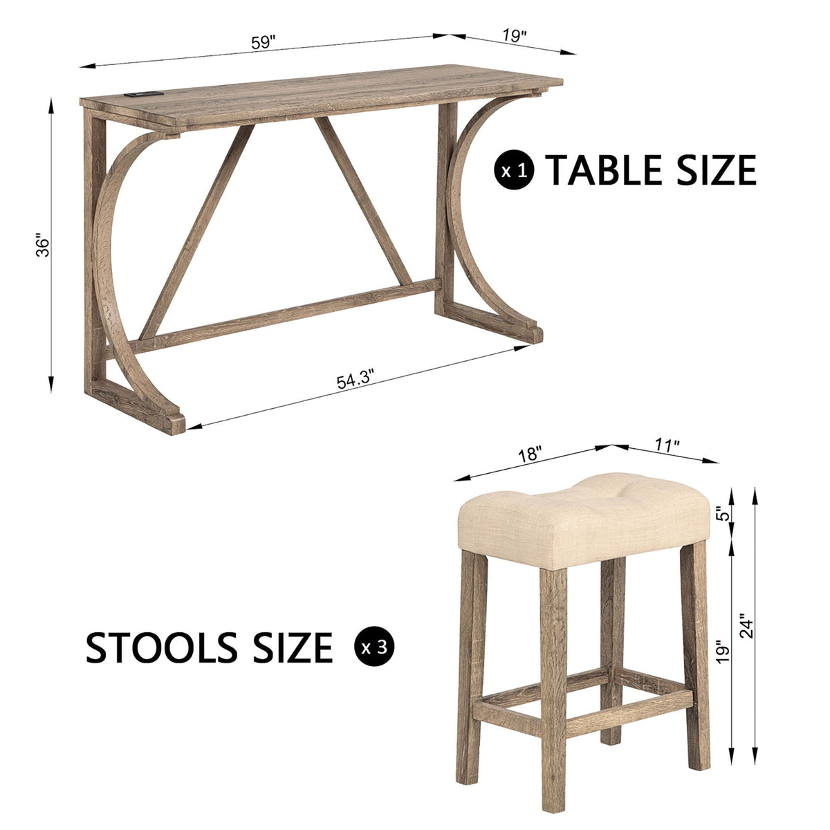 Bar Table Set With 3 Padded Stools, photo 6 of 8