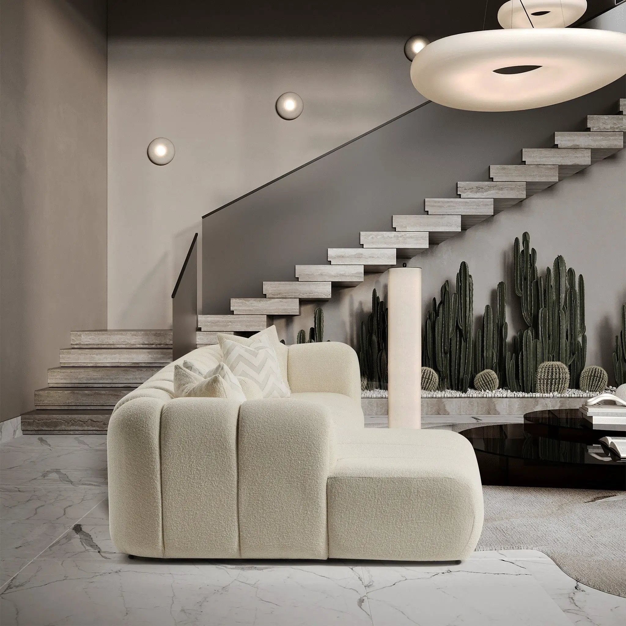 Beatrice - Modern Tufted Right Sectional Sofa - Ivory by HouseOfZazla