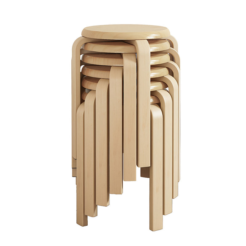 Stackable Bentwood Stool Set of 6, 18" Round Backless Stools by HouseOfZazla