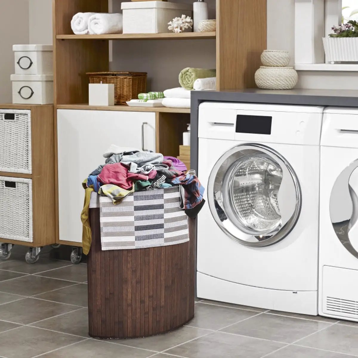 Corner Bamboo Hamper Laundry Basket by DirectDeals