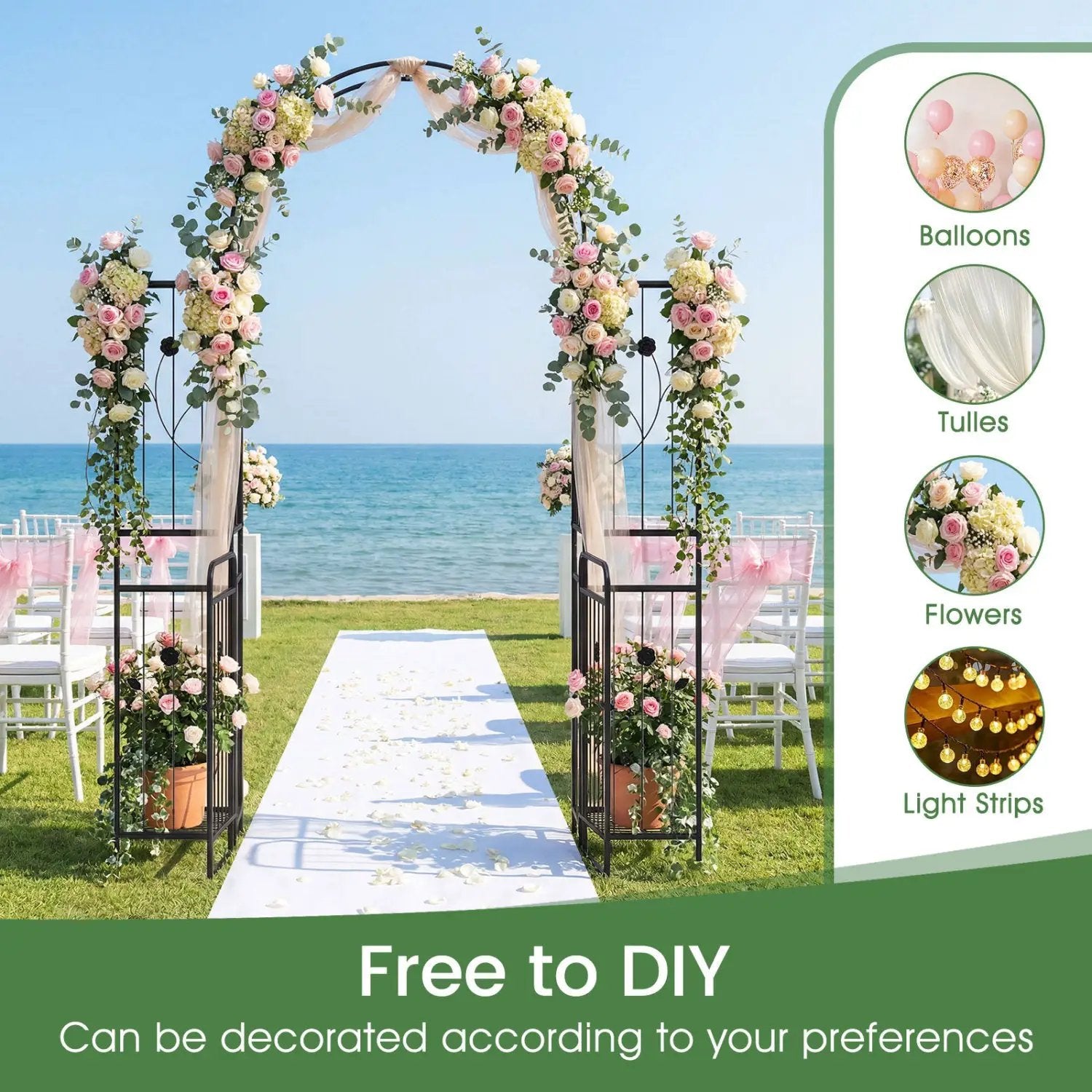 87 inch Tall Garden Arch with Gate Planter Shelves Climbing Trellises by DirectDeals