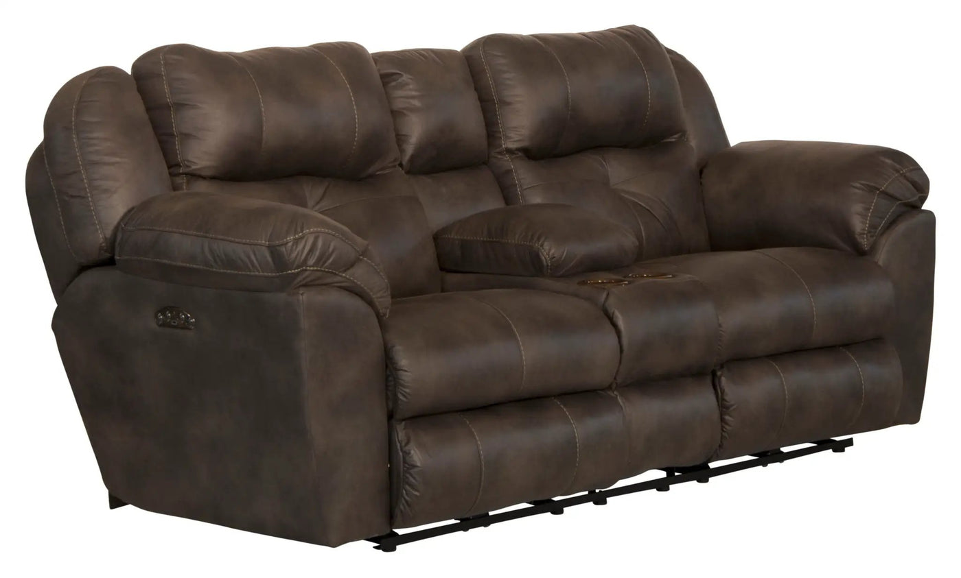 Ferrington - Power Lay Flat Reclining Console Loveseat with Power Adjustable Headrest by Unique Piece Furniture