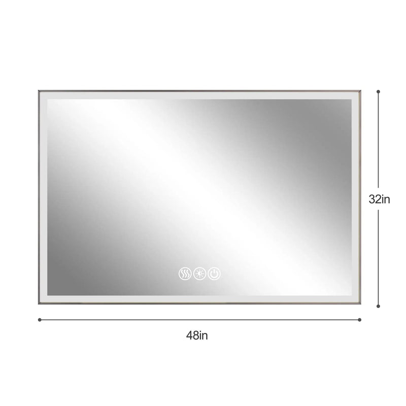 Modern LED Bathroom Vanity Mirror With Aluminum Frame, 45° Beveled Lights, Anti Fog - Silver by HouseOfZazla