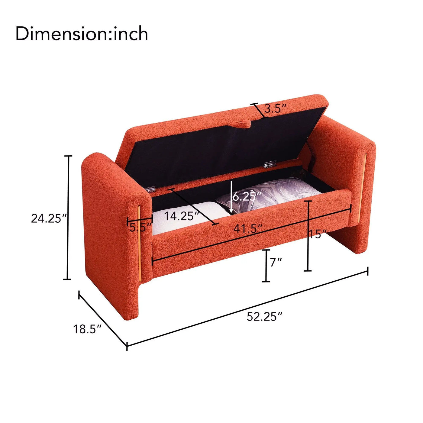 Modern Teddy Upholstered Large Bed End Bench With Arms And Storage by HouseOfZazla