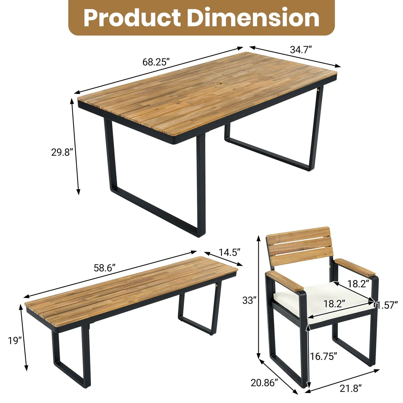 6-Piece Outdoor Dining Set with Acacia Wood by HouseOfZazla