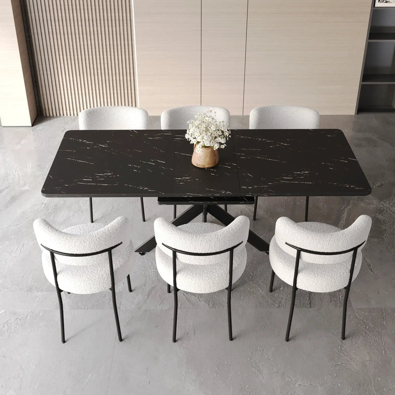 Extendable Dining Table Set With Curved Backrest Upholstered Chairs by HouseOfZazla