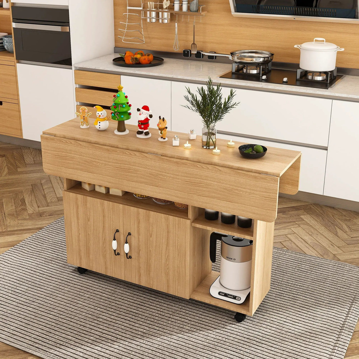Multi Functional Folding Table With Storage Shelves And Wheels by HouseOfZazla