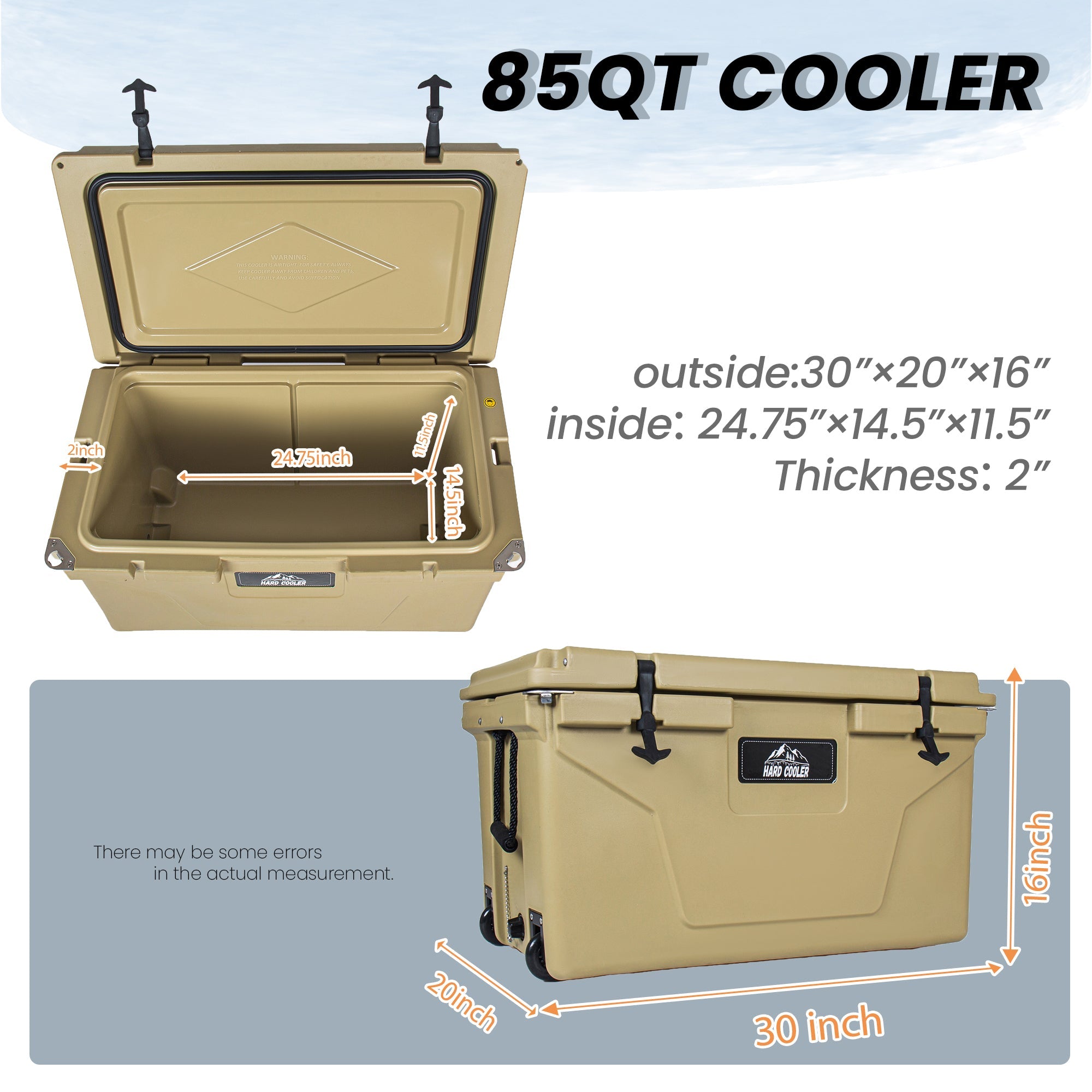85 Quart Khaki Bear-Resistant Rotomolded Cooler by HouseOfZazla