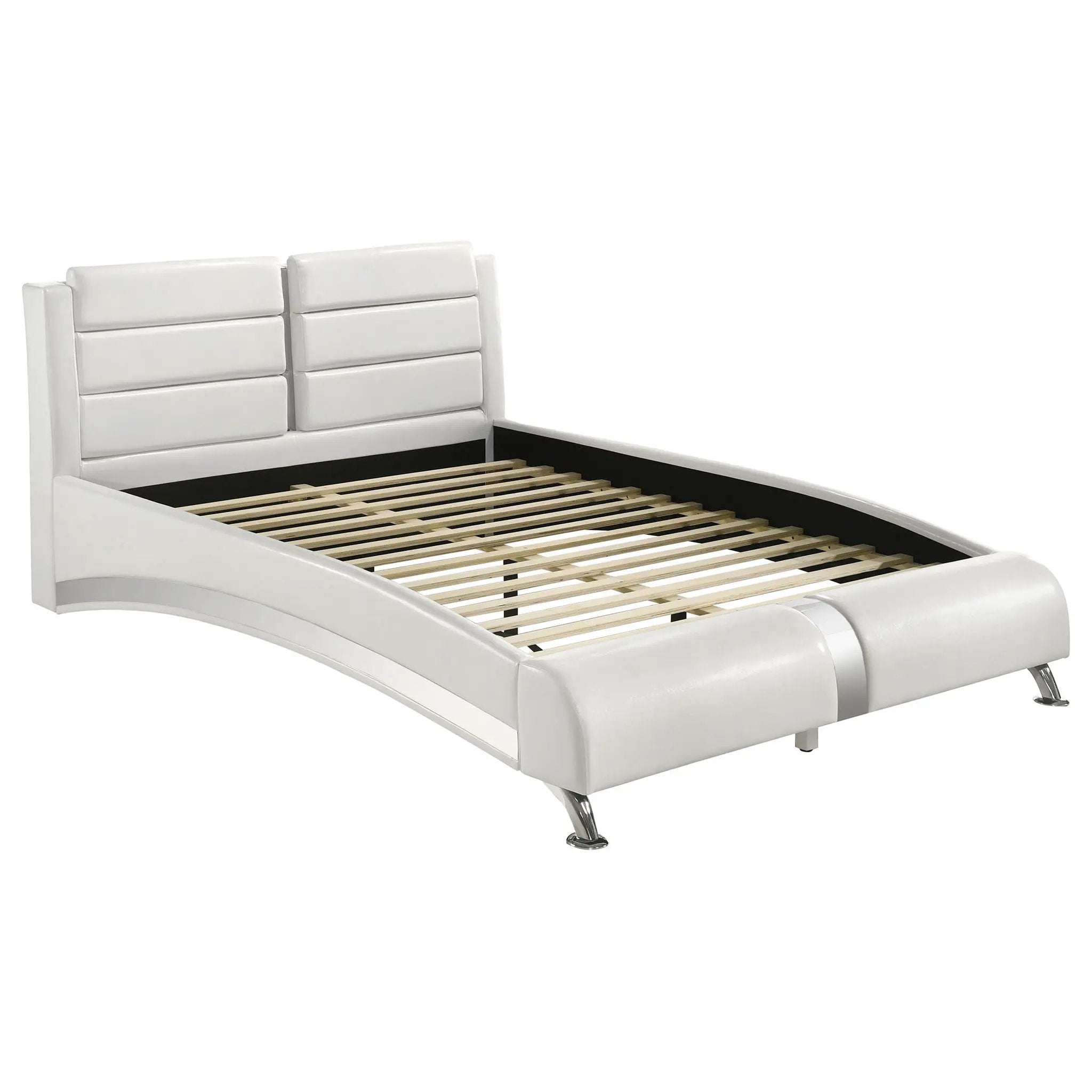 Escalon - 4 Piece Bedroom Set With Paneled Headboard Accents Upholstered - Glossy White by HouseOfZazla