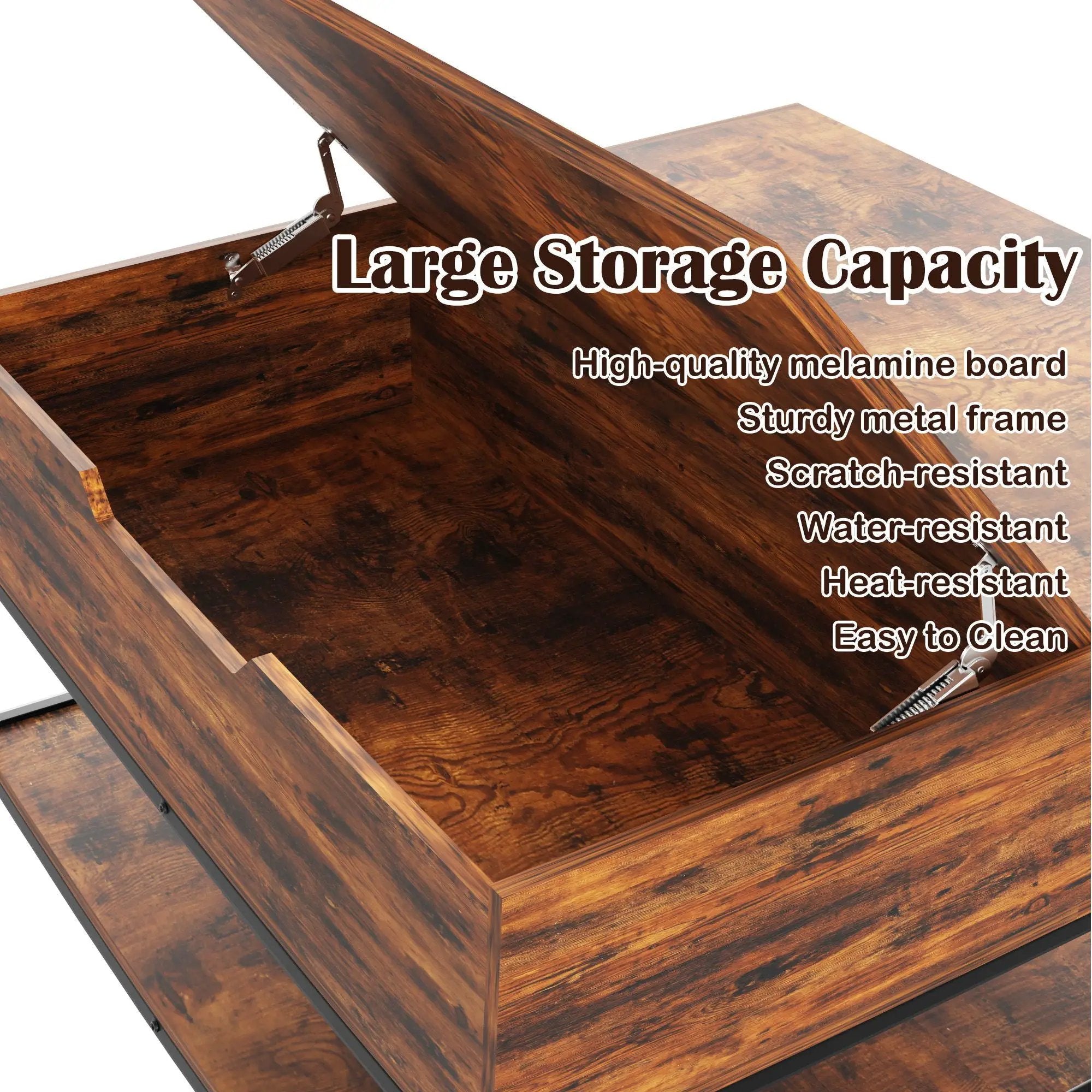 Rustic Flip Top Coffee Table With Hidden Storage - Black / Brown by Unique Piece Furniture