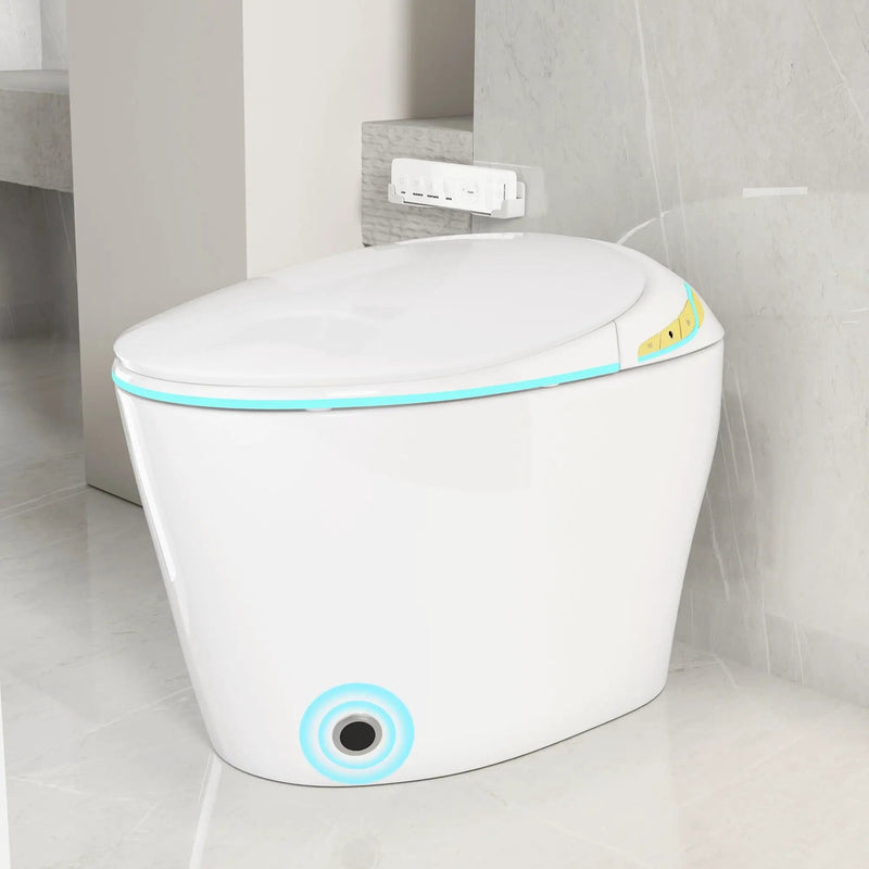 Unique Smart Toile With Built In Bidet, Auto Open / Close Seat, Foot Sensor, LED Display, Night Light, Warm Water & Dryer Ceramic by HouseOfZazla
