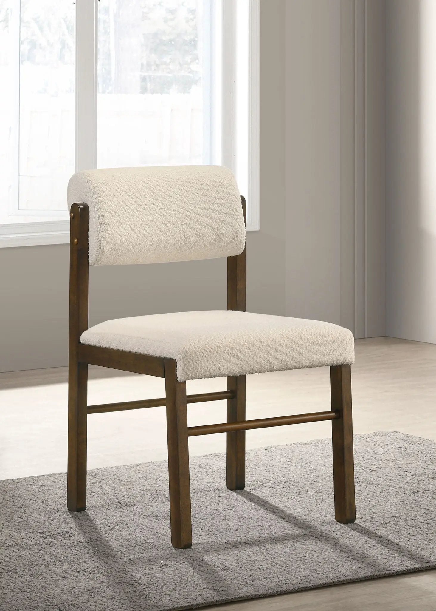 Kehoe Upholstered Dining Side Chair Cream and Walnut (Set of 2) by Unique Piece Furniture