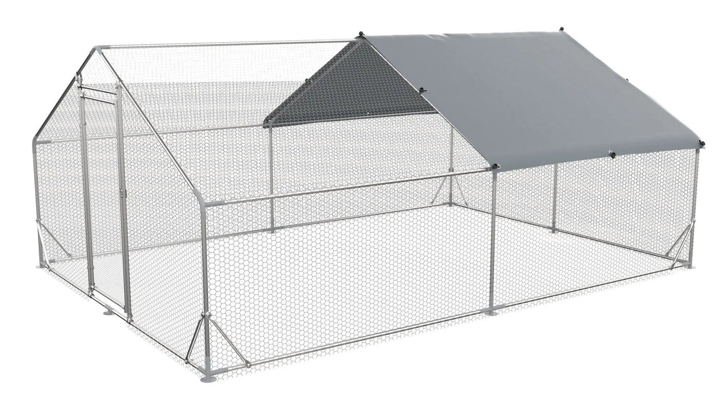 Large Metal Chicken Coop, Walk In Poultry Cage Hen Run House Rabbits Habitat Cage Spire Shaped Coop With Waterproof And Anti Ultraviolet Cover by HouseOfZazla