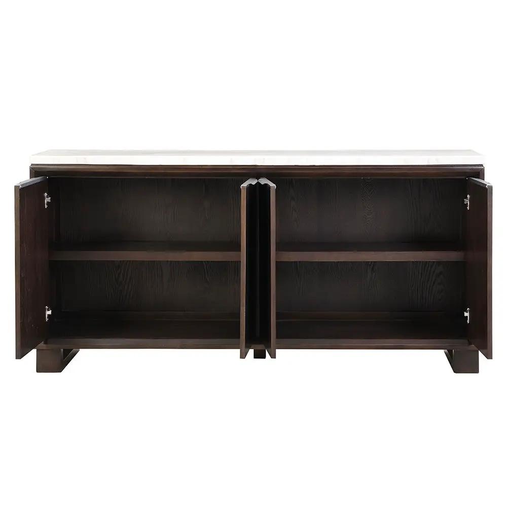 Edwyn - Server With Marble Top - Natural Marble Top & Espresso Finish by Unique Piece Furniture
