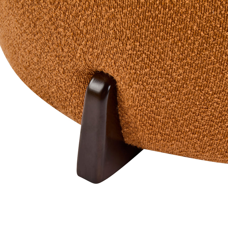 Boucle Round Ottoman with Splayed Rubber Wood Legs - Pumpkin, photo 8 of 10