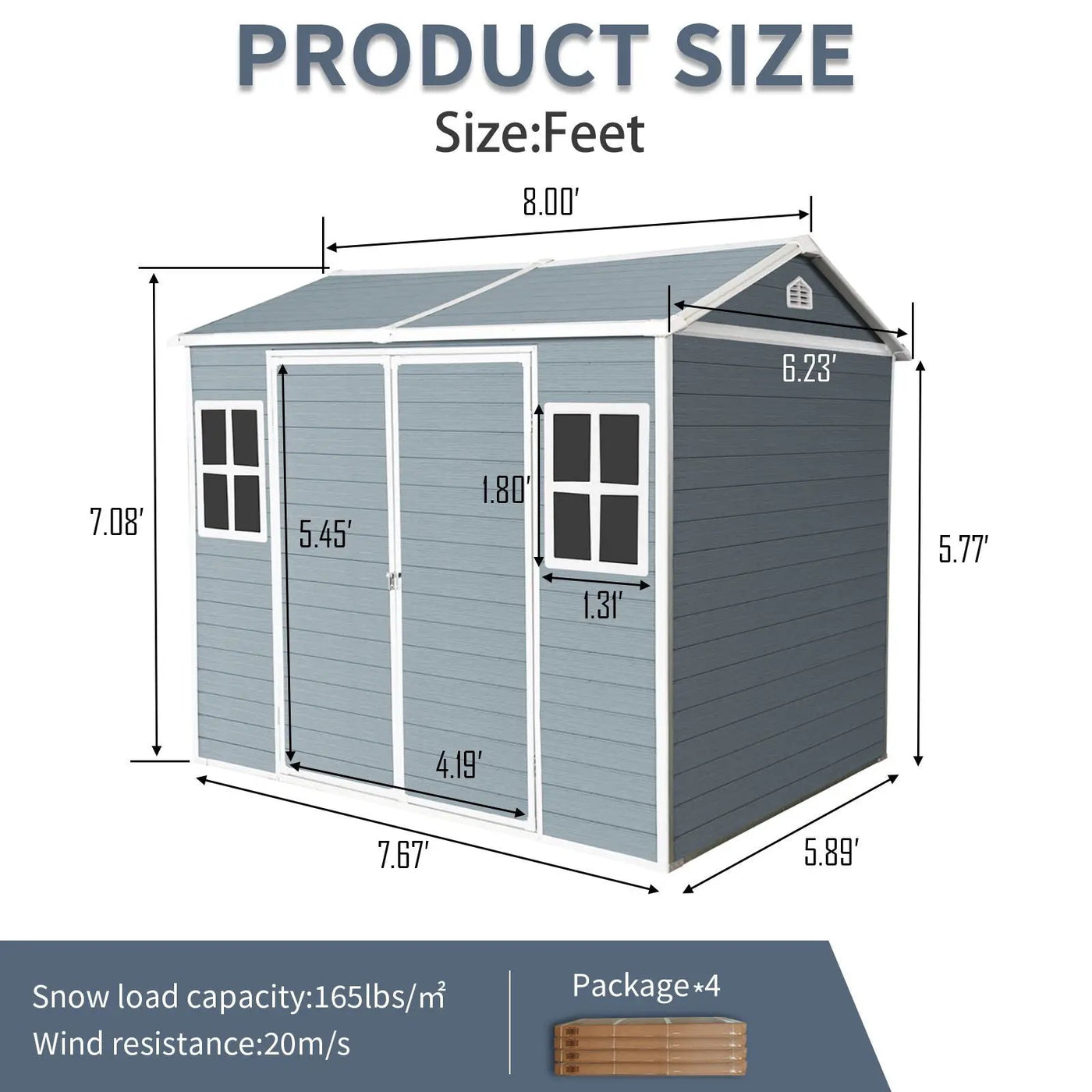 Resin Outdoor Storage Shed Waterproof Shed With Floor & Two Windows & Lockable Door, Tool Shed For Garden, Patio, Backyard by HouseOfZazla