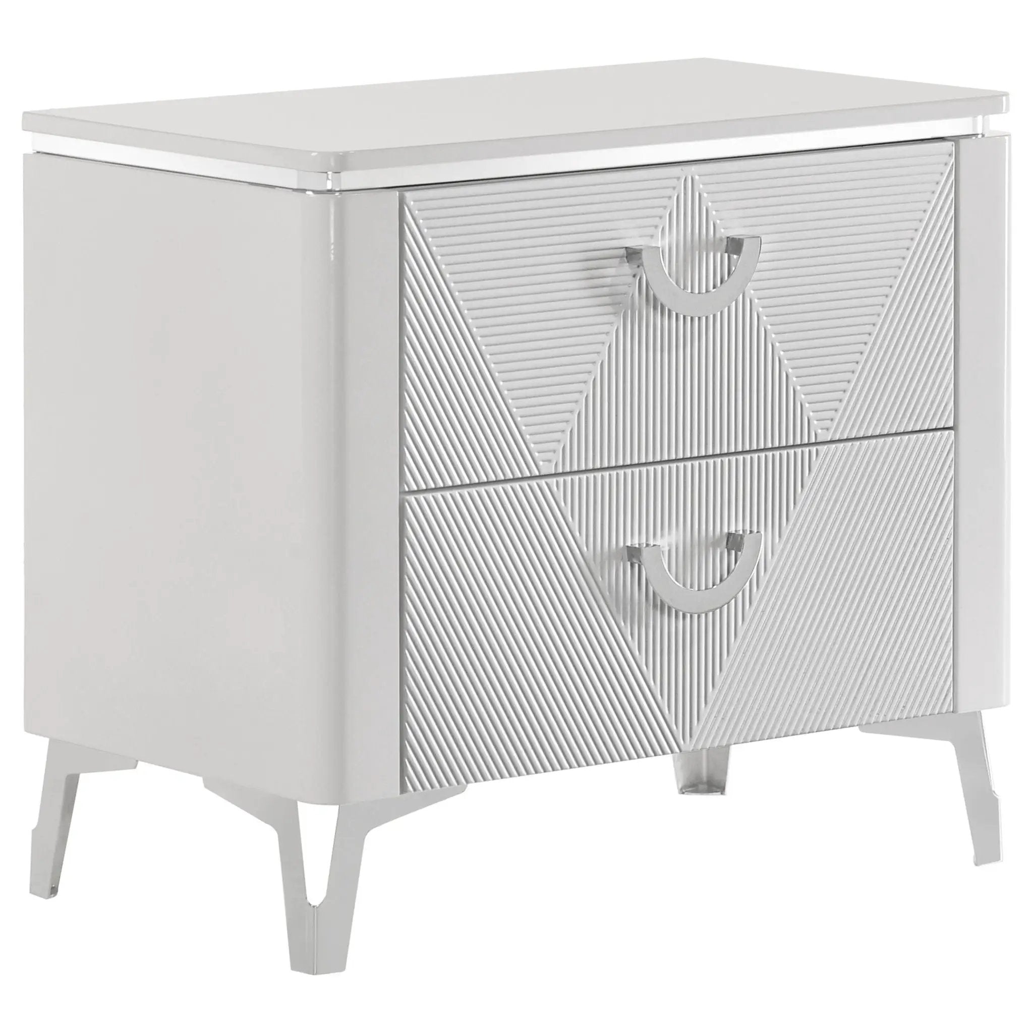 Cassia 2-drawer Nightstand Bedside Table White High Gloss by Unique Piece Furniture