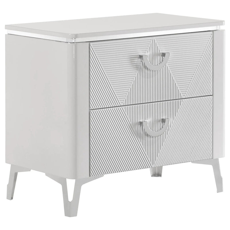 Cassia 2-drawer Nightstand Bedside Table White High Gloss by Unique Piece Furniture