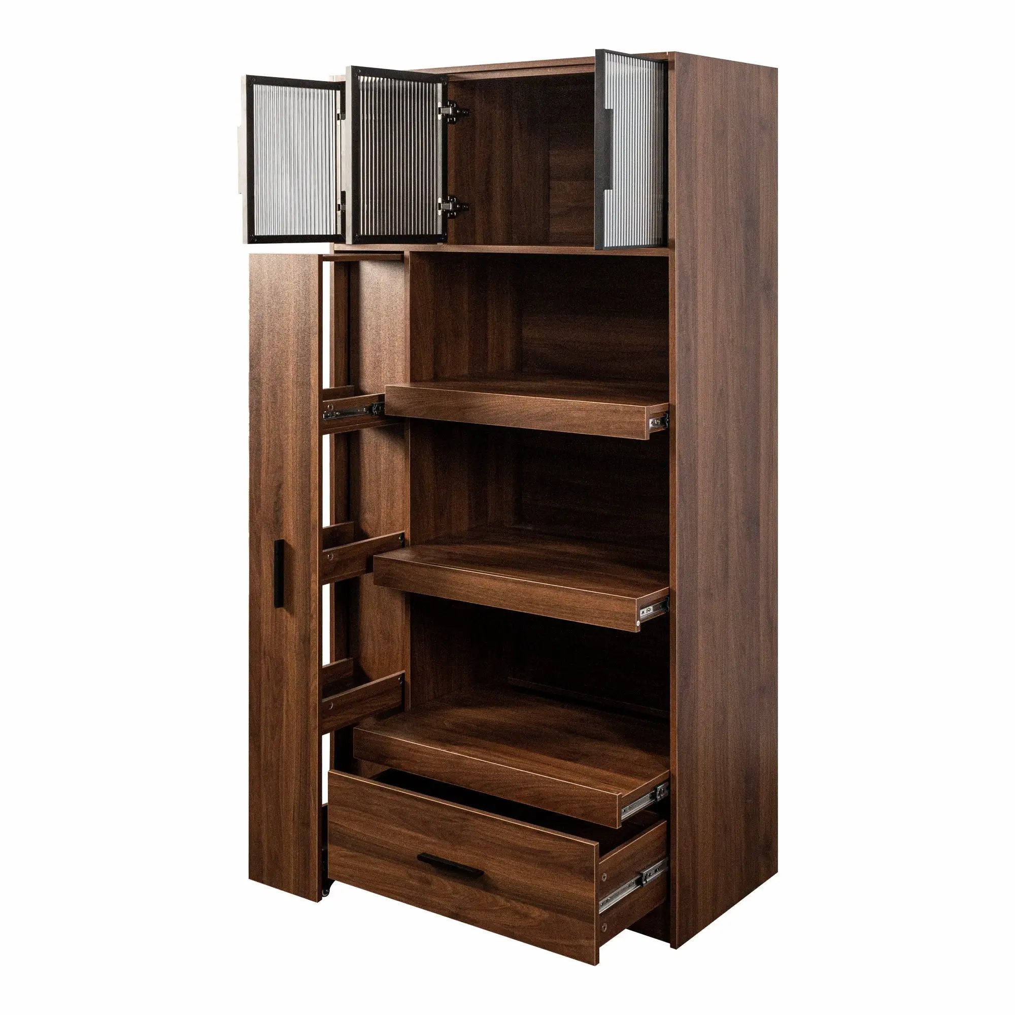 70.87" Tall Kitchen Pantry Cabinet with Multi-Tier Pull-Out Shelf by HouseOfZazla