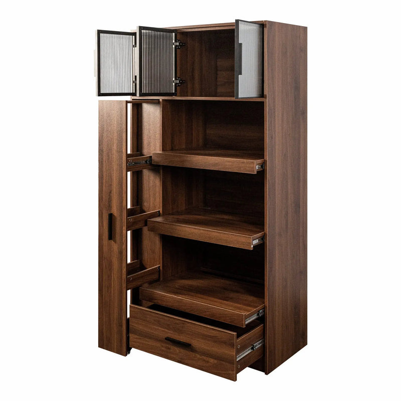 70.87" Tall Kitchen Pantry Cabinet with Multi-Tier Pull-Out Shelf by HouseOfZazla