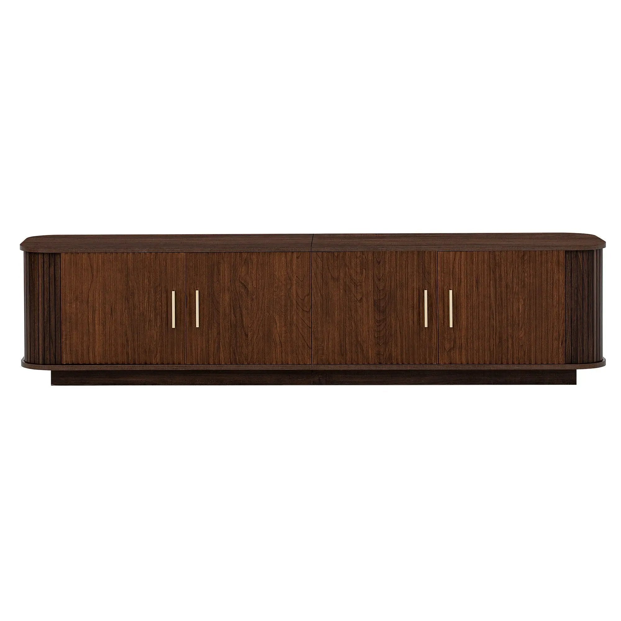 70" TV Stand With Ample Storage, Refined Curved Corners - Dark Brown by Unique Piece Furniture