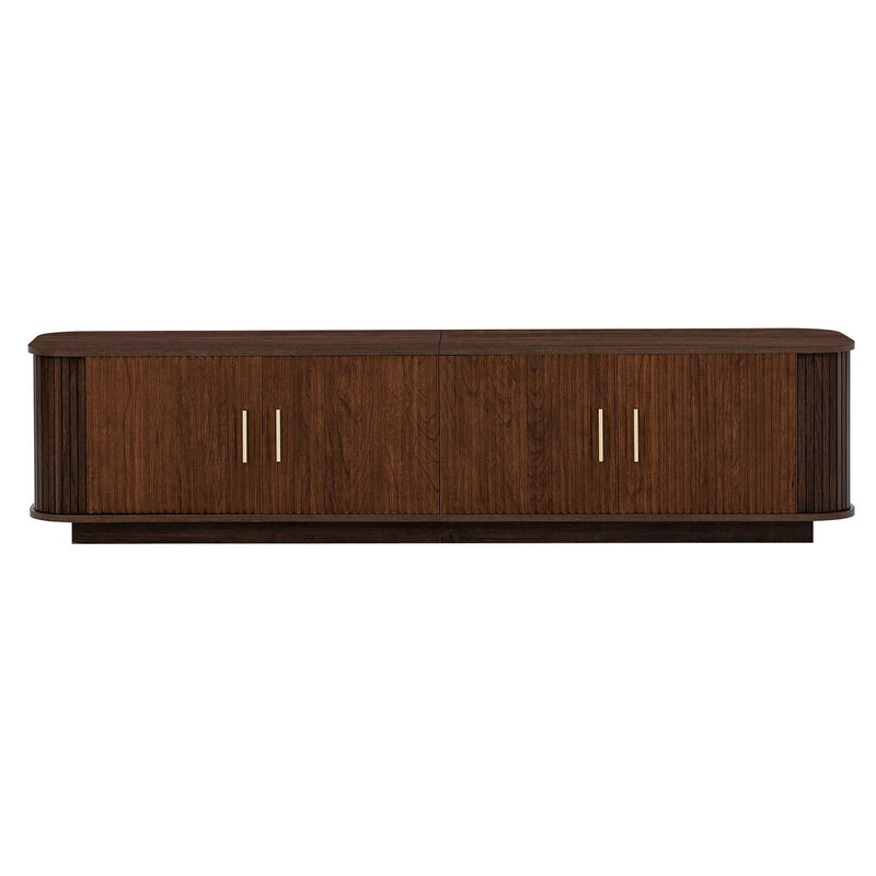 70" TV Stand With Ample Storage, Refined Curved Corners - Dark Brown