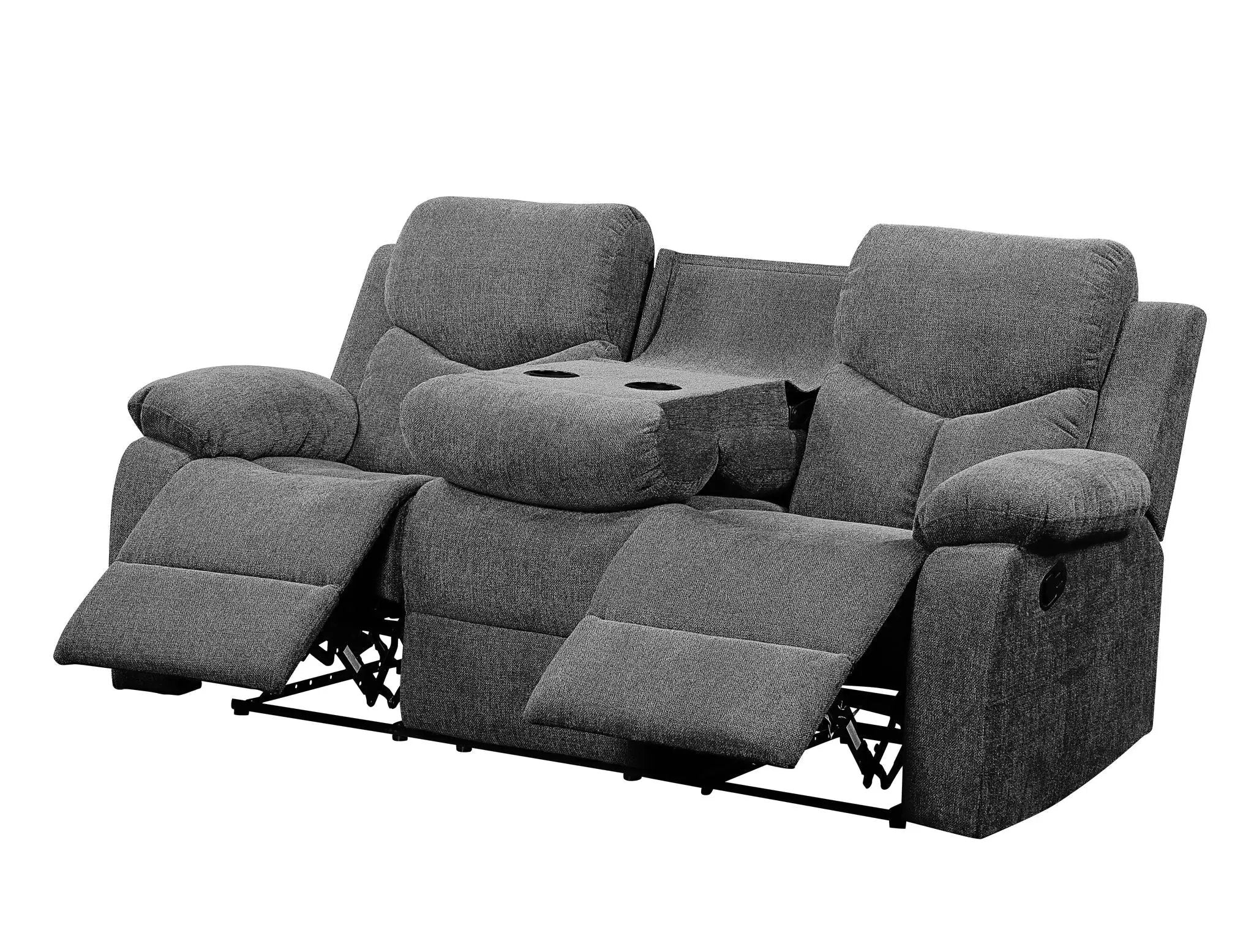 Kalen Chenille Sofa With Drop Down Table - Gray by HouseOfZazla