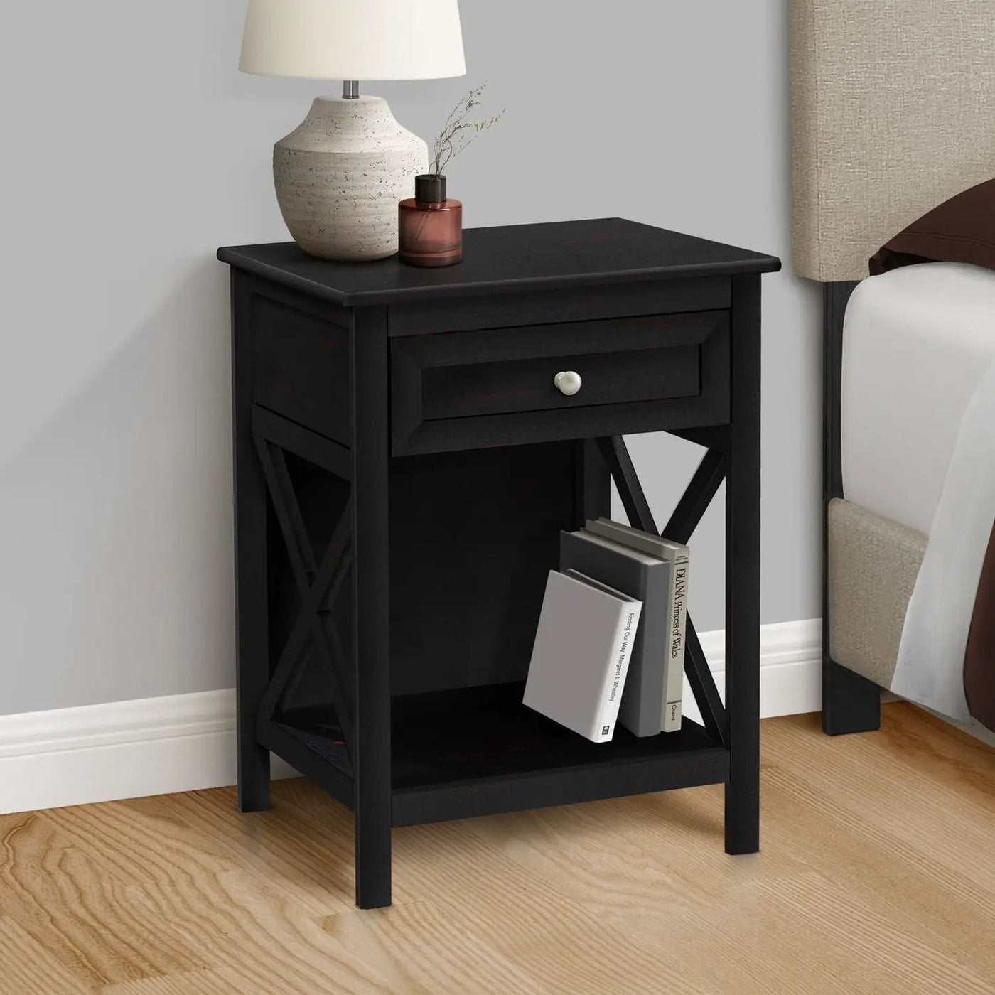 Accent End Table, 2 Tier, Storage Drawer, Transitional Style by Unique Piece Furniture