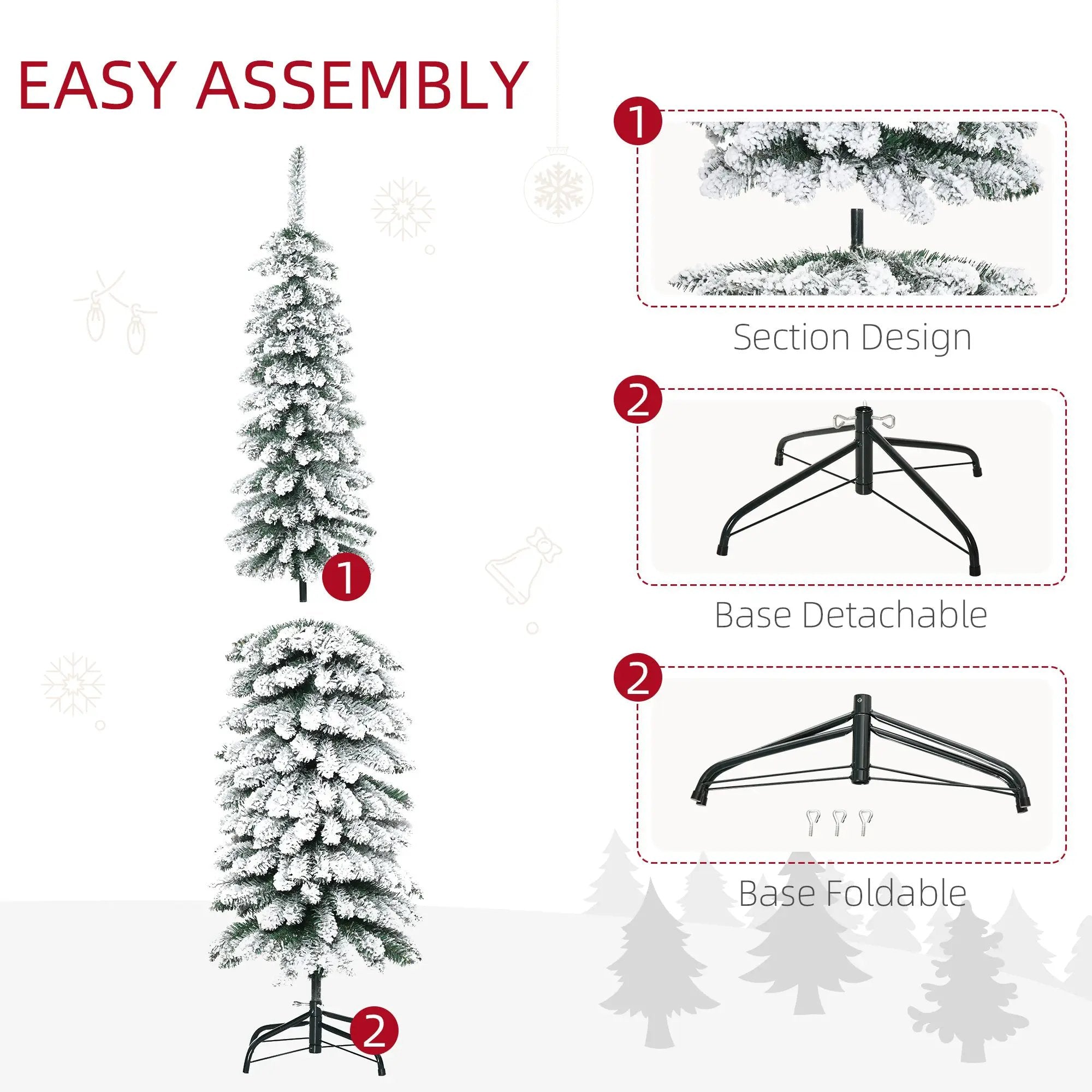 HOMCOM 6' Tall Unlit Snow Flocked Artificial Christmas Tree by HouseOfZazla