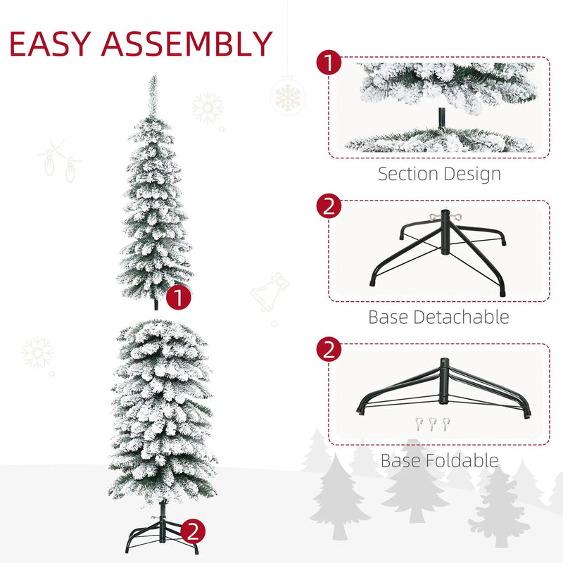 HOMCOM 6' Tall Unlit Snow Flocked Artificial Christmas Tree by HouseOfZazla