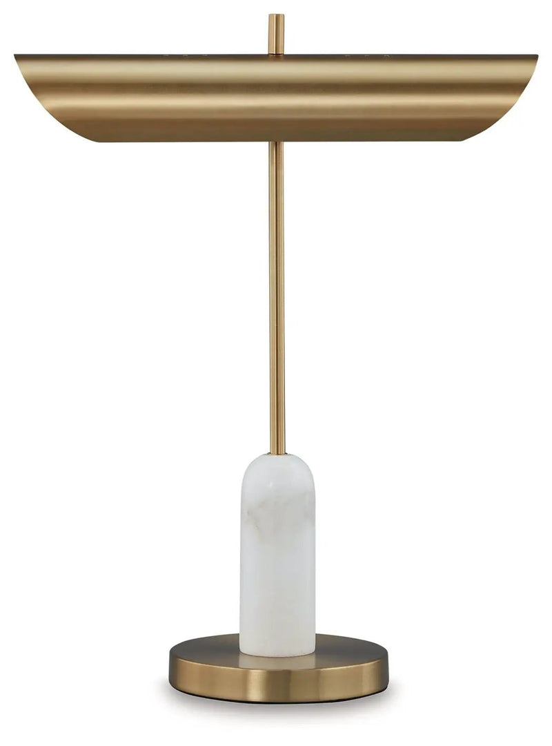 Rowleigh - Marble Desk Lamp - Gold Finish / White by Unique Piece Furniture