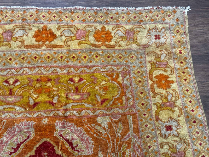 Antique Turkish Prayer Rug 4x6, Red and Golden Mustard, Mihrab Design, Anatolian Carpet by Jewel Rugs