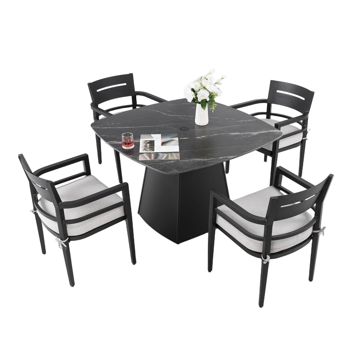 Outdoor Patio Dining Set with Sunbrella Cushions - White or Black, photo 4 of 40