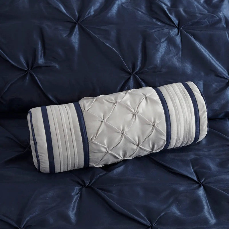 7 Piece Tufted Comforter Set Navy California King by HouseOfZazla