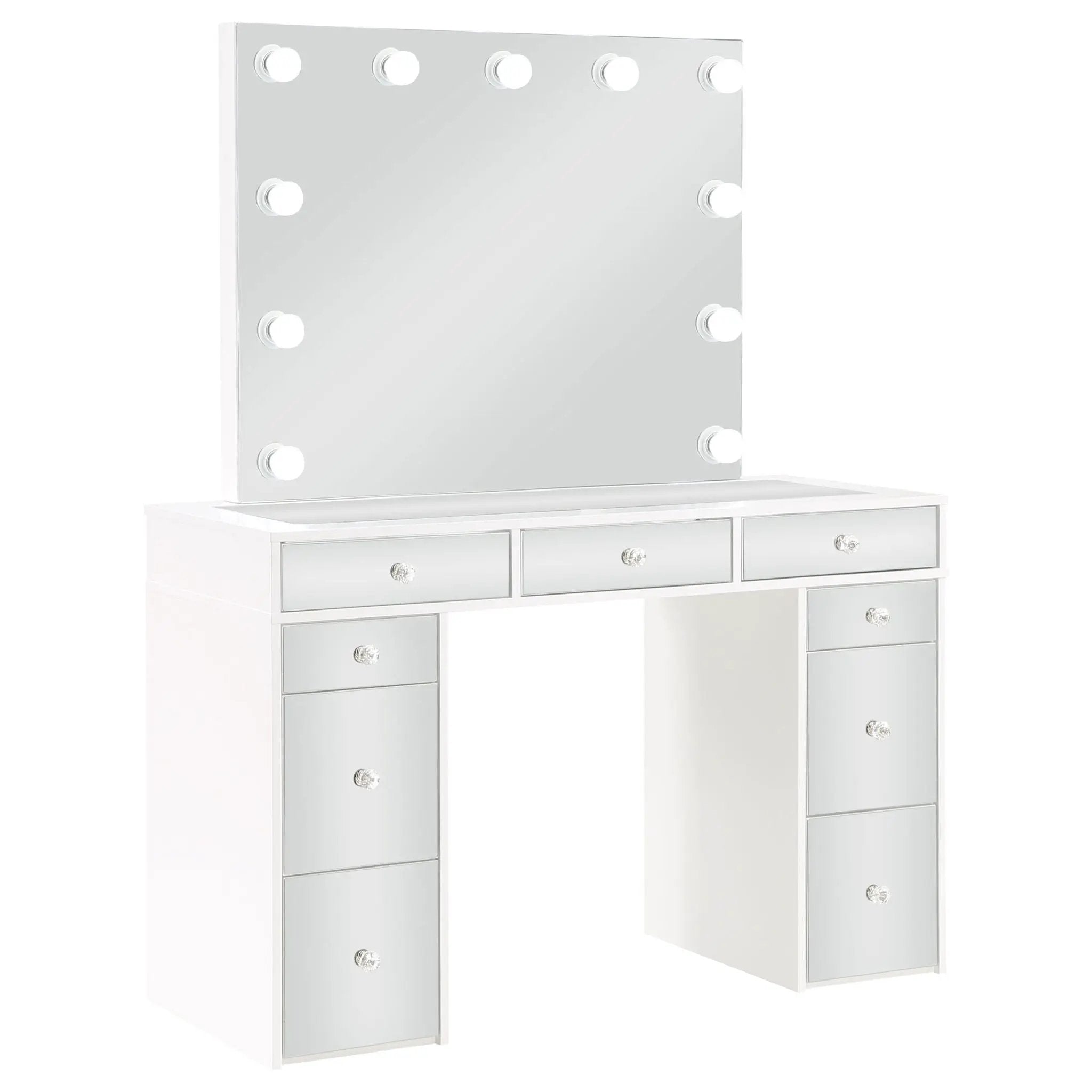 Regina Makeup Vanity Table Set with Lighting White by Unique Piece Furniture