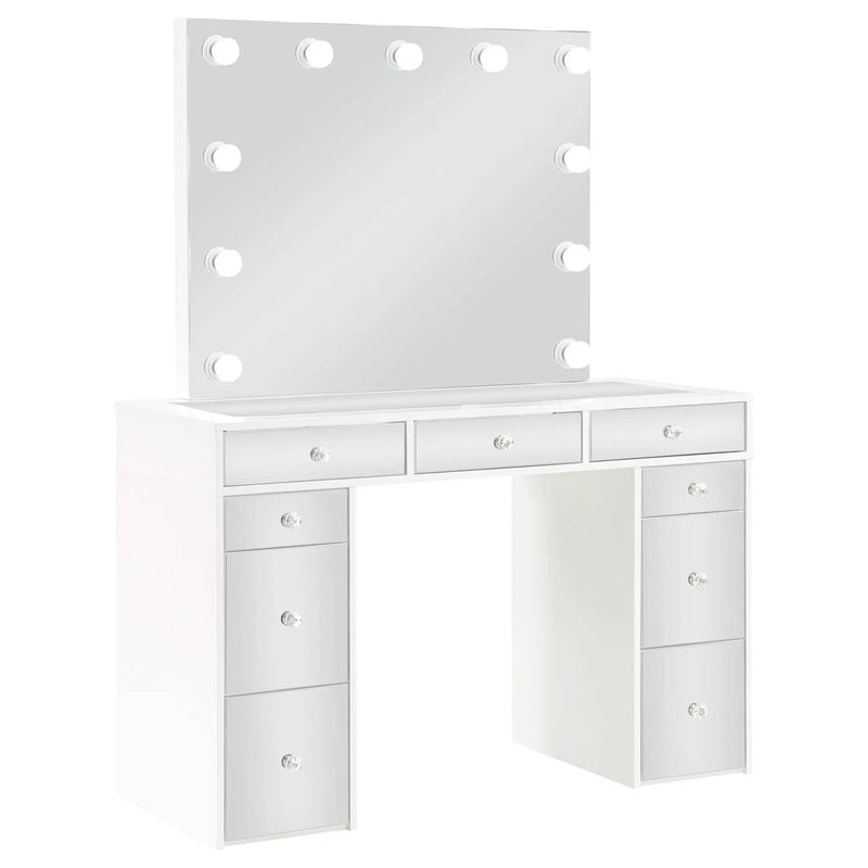 Regina Makeup Vanity Table Set with Lighting White by Unique Piece Furniture