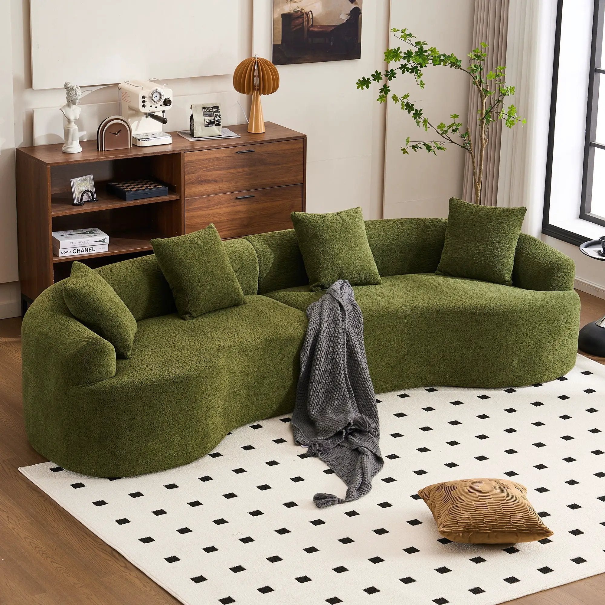 4 Seater Sofa With Fabric, 30D, 60 Hardness Full Sponge, 4 Pillow For Living Room, Home Furniture Sleeper Sectional Sofa For Apartment by Unique Piece Furniture