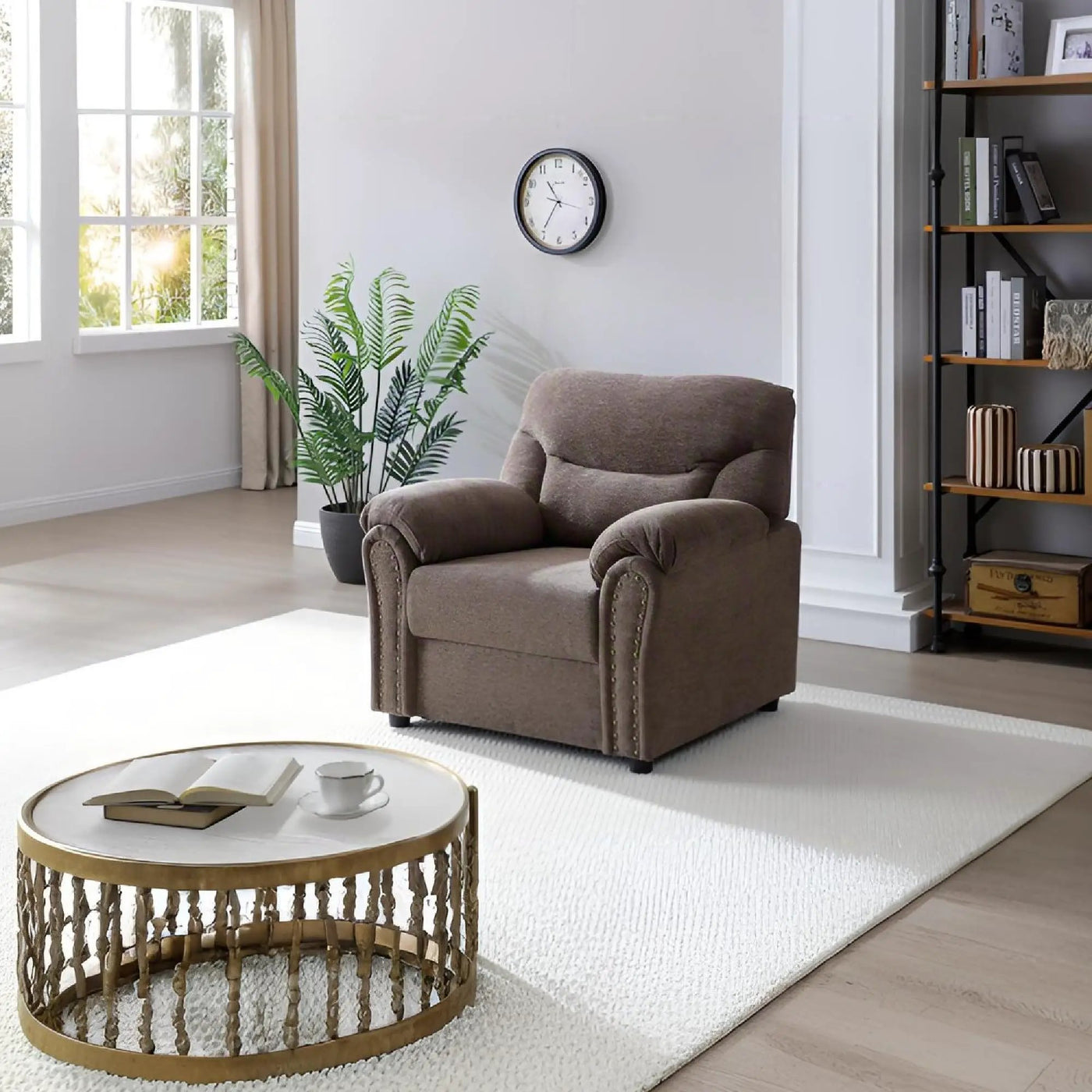 Hamilton - Chair With Hand Applied Nailhead Trim And Pillow Top Arm Cushions by HouseOfZazla