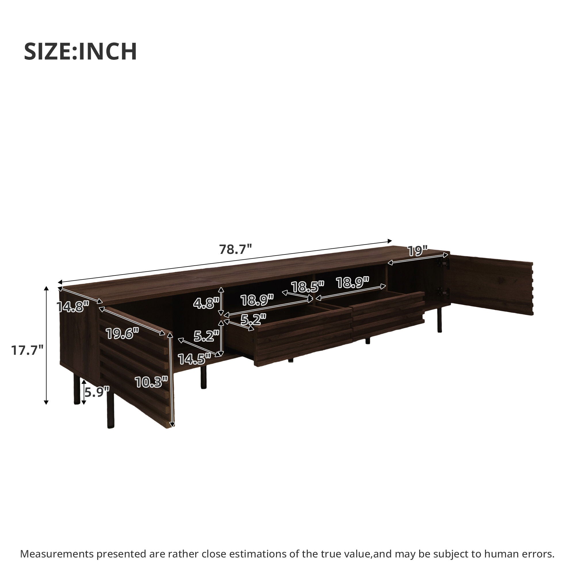 TV Stand For TVs Up To 85" With Closed Storage, Soft Closing Hinges - Walnut by Unique Piece Furniture