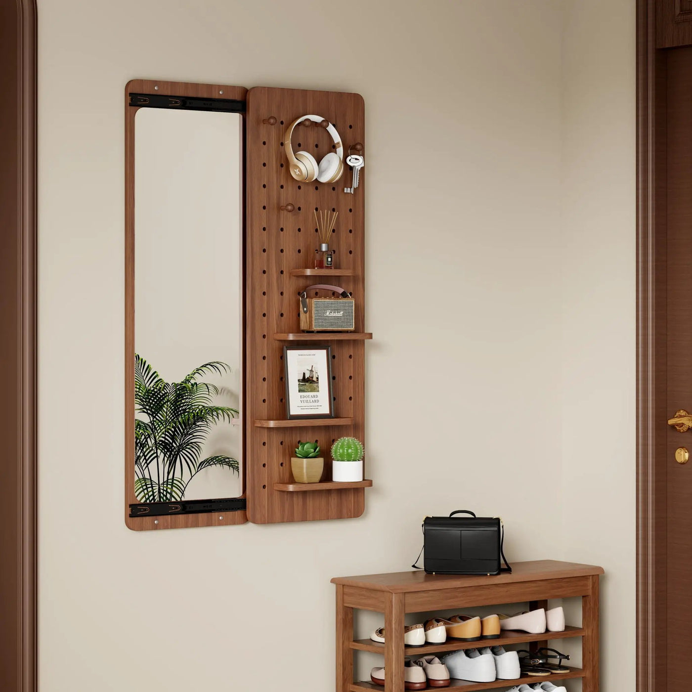 Wall Mounted Full Length Mirror With Shelf And Hook by HouseOfZazla