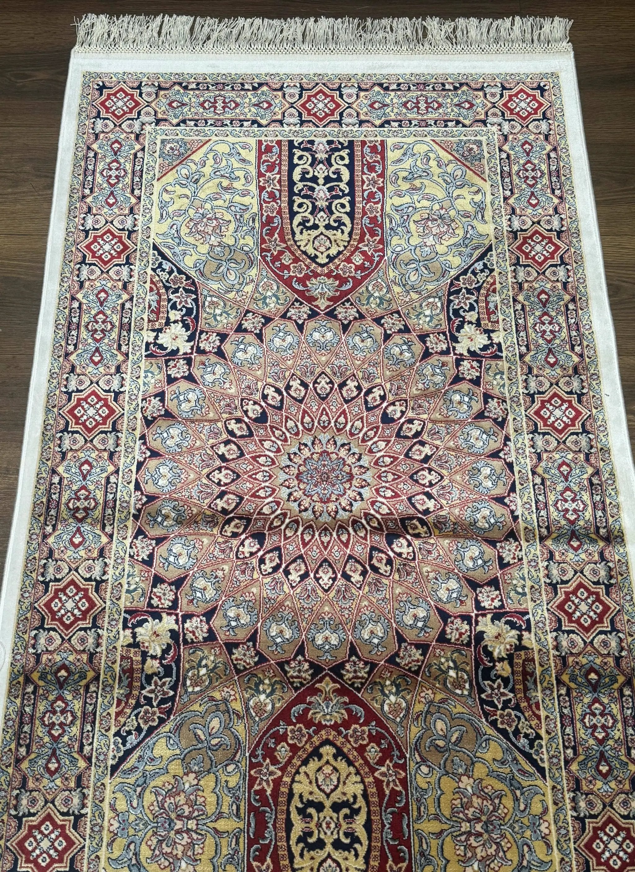 Turkish Silk Runner Rug 2.6 x 10, Dome Design, Hereke Runner, Bamboo Silk, New by Jewel Rugs
