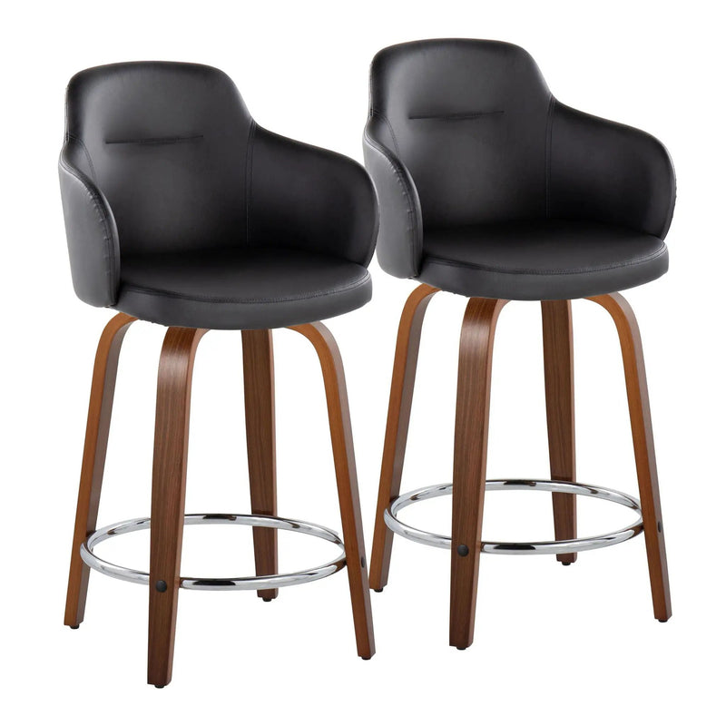 Boyne - Contemporary Fixed Height Counter Stool With Swivel With Round Footrest (Set of 2) by HouseOfZazla