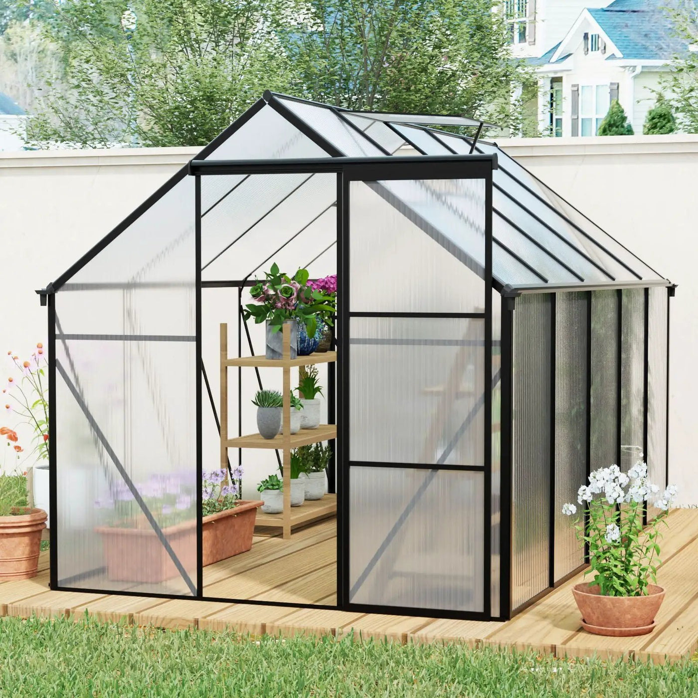 Polycarbonate house Raised Base And Anchor Aluminum Heavy Duty Walk-In houses For Outdoor Backyard In All Season by HouseOfZazla