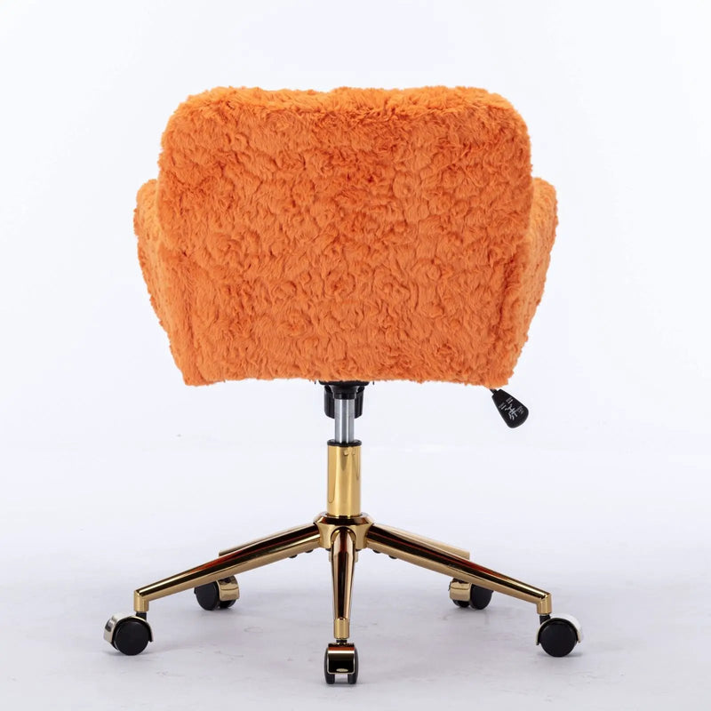 Office Chair, Artificial Rabbit Hair Home Office Chair With Metal Base, Adjustable Desk Chair Swivel Office Chair, Vanity Chair by HouseOfZazla