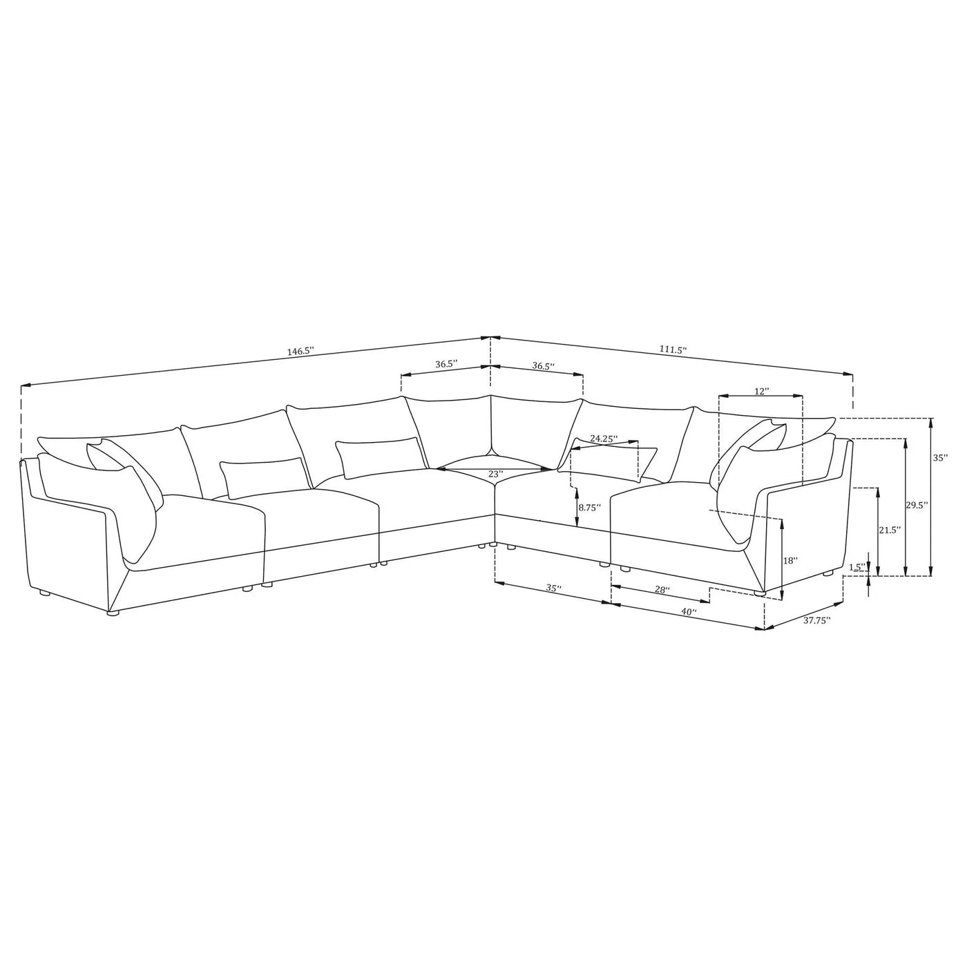 Tomasina - Modular Sectional Sofa With Cushions by HouseOfZazla